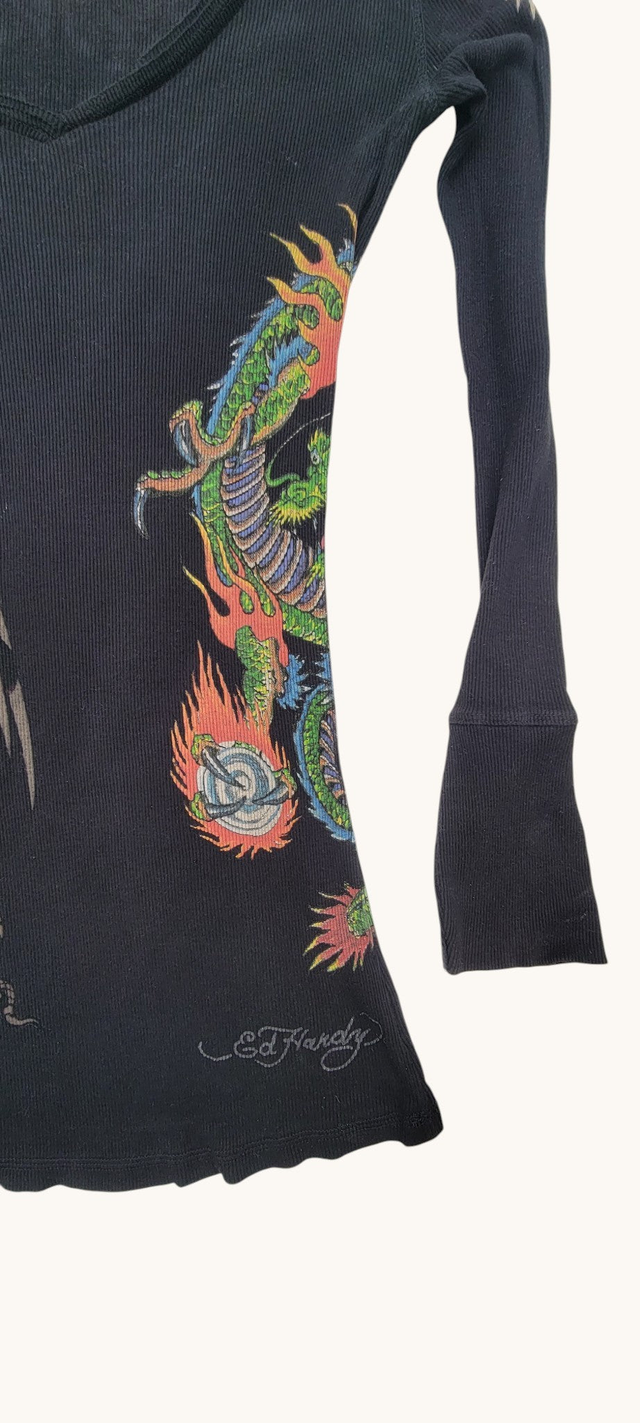 Vestido T-shirt Y2K Ed Hardy Dragon