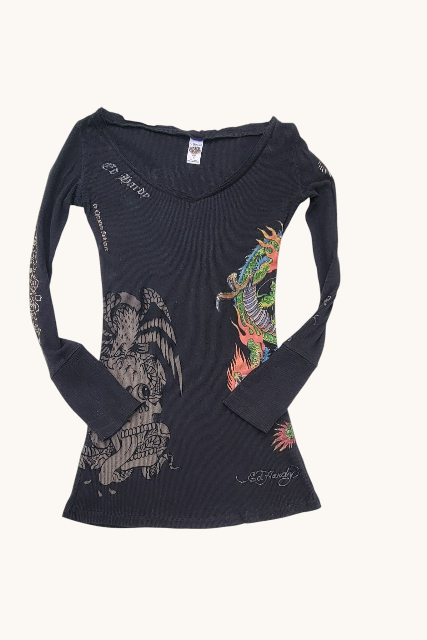 Vestido T-shirt Y2K Ed Hardy Dragon