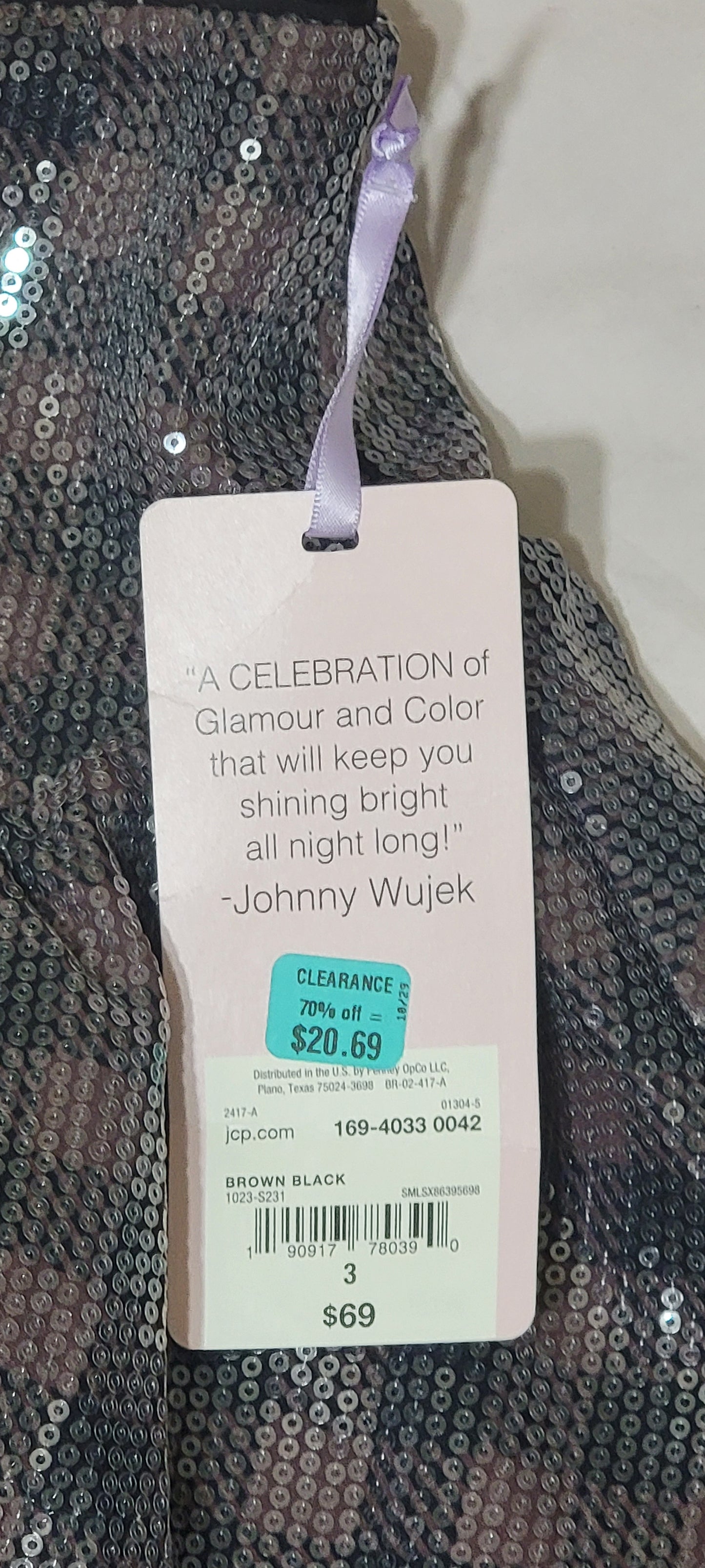 Johnny Wujeck Jc Penny Falda Lentejuelas efecto wet Globo