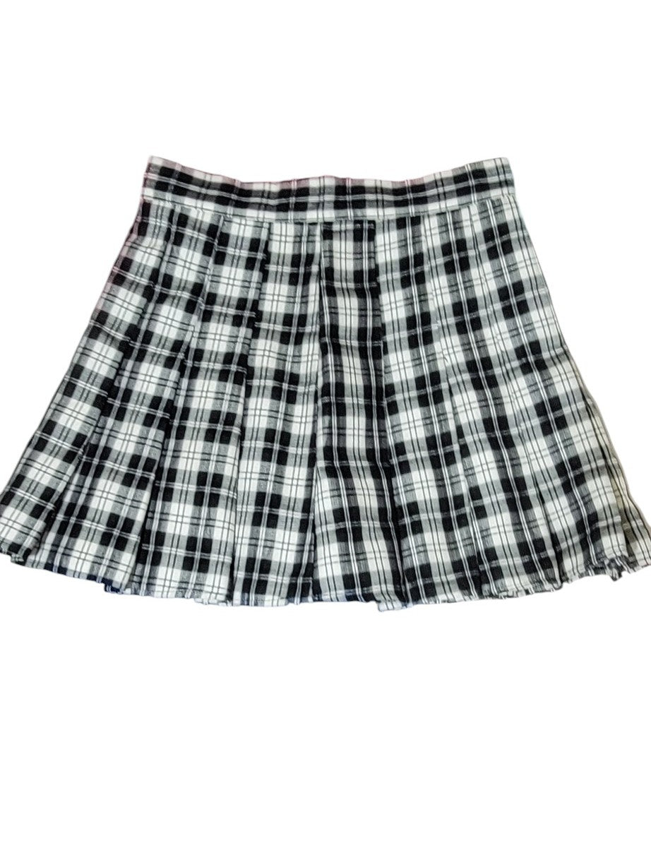 Falda Tableada Tartan Grunge blanco con Negro escosesa tipo
