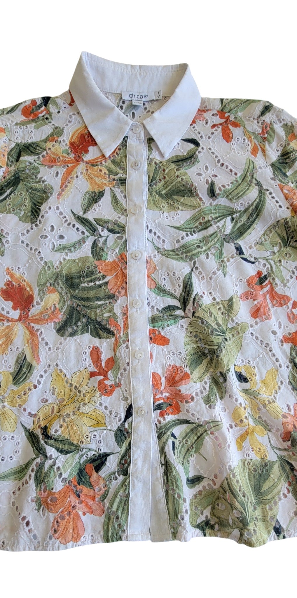 Chico´s Blusa Floral 100% Algodón