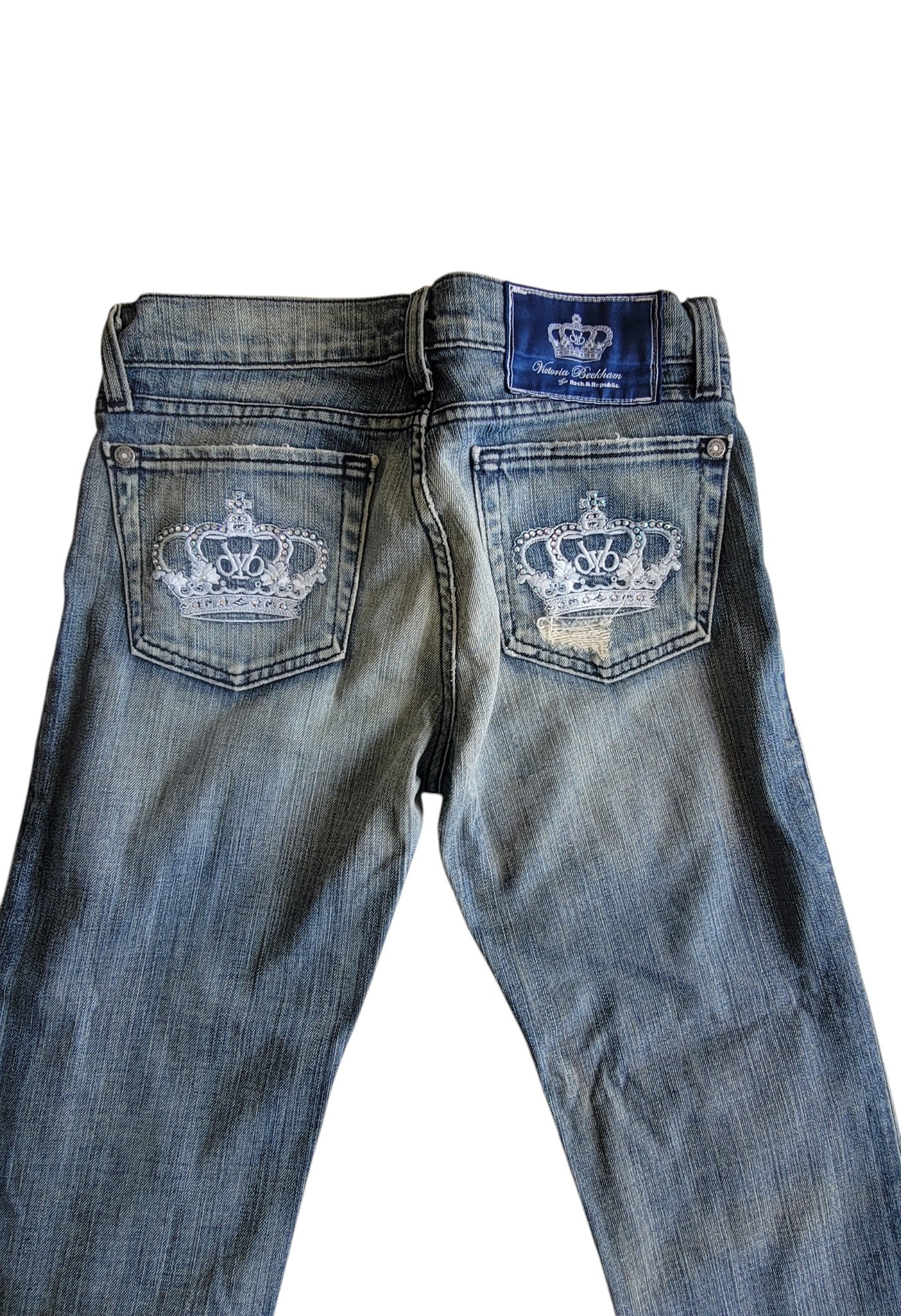 Victoria Beckham Jeans con Pedrería Swarovski Corona Y2K