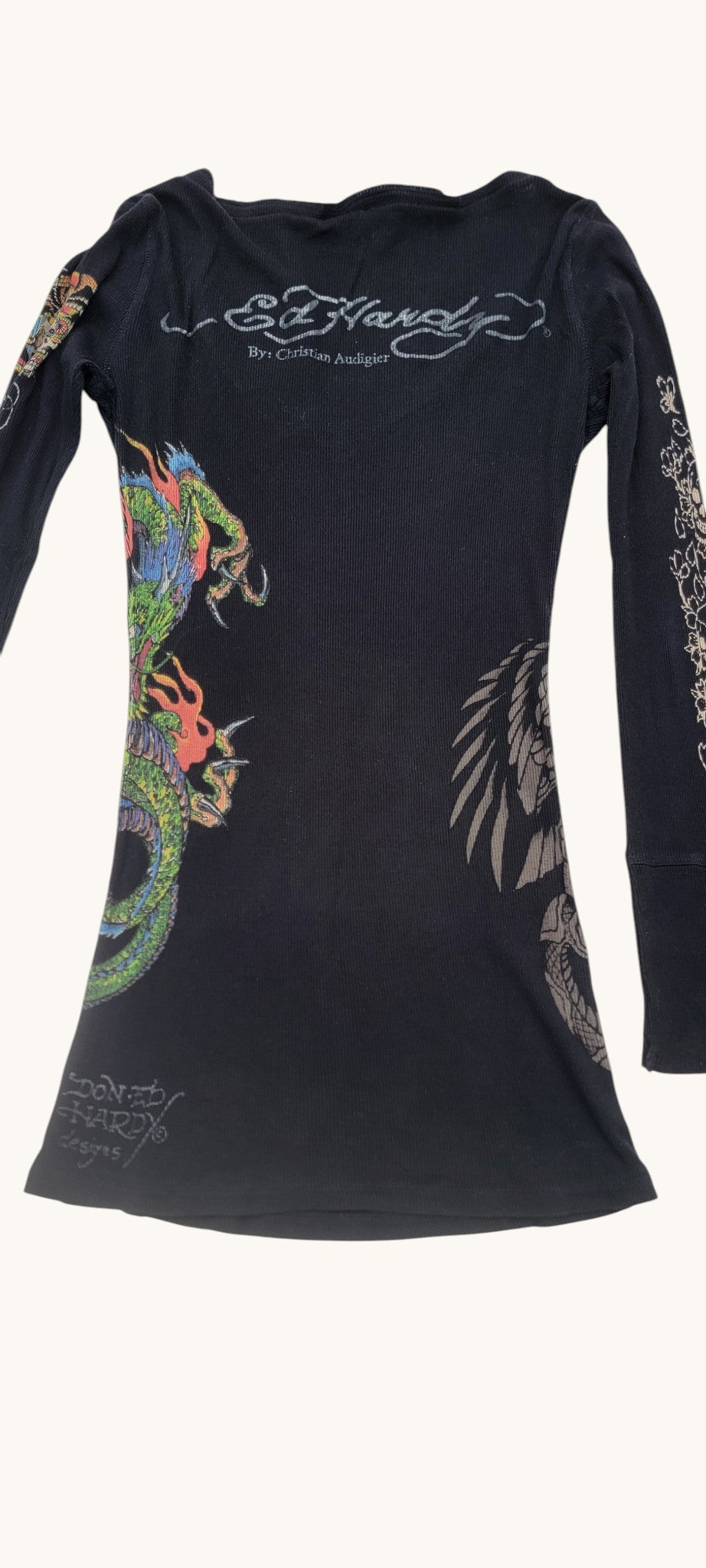 Vestido T-shirt Y2K Ed Hardy Dragon