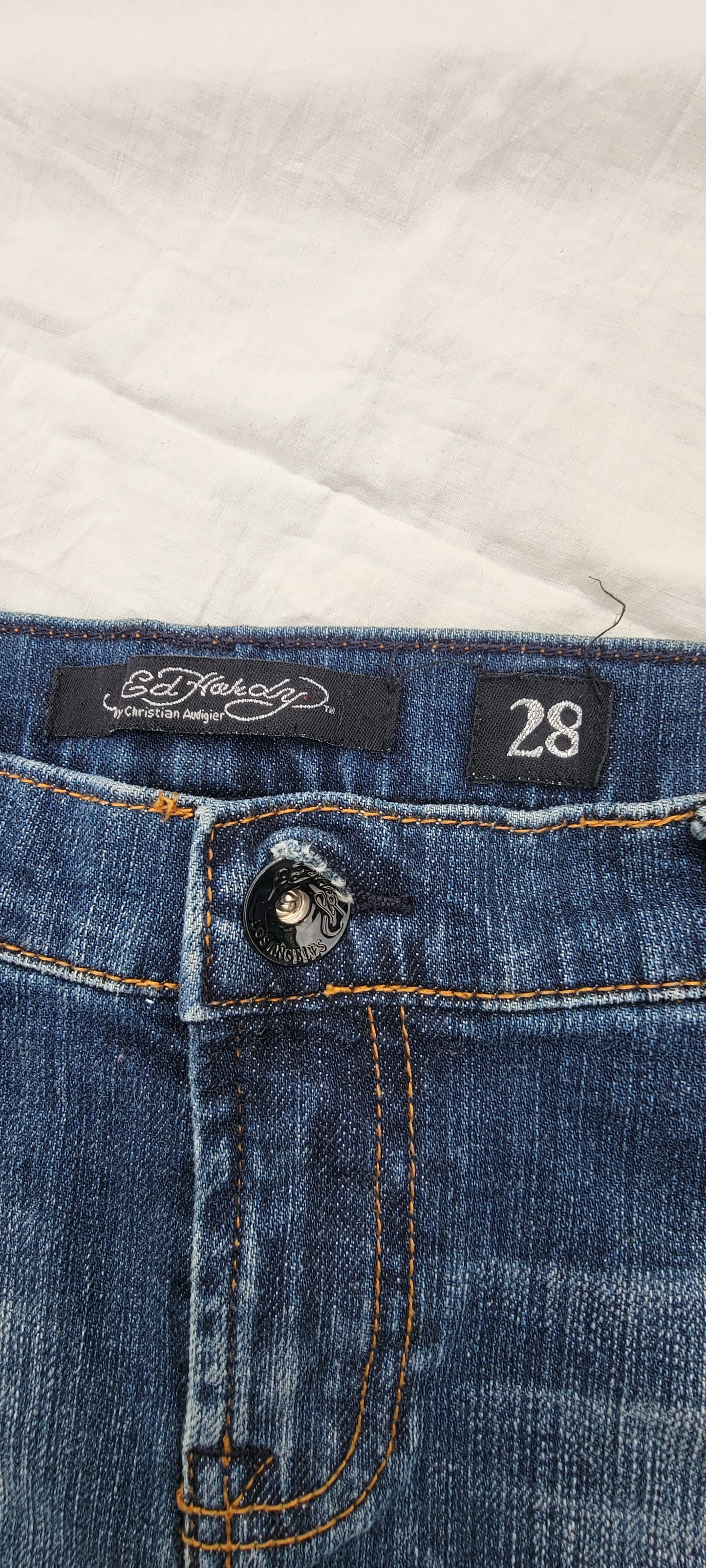 Mini Falda Denim Ed Hardy con Apliques y bordado
