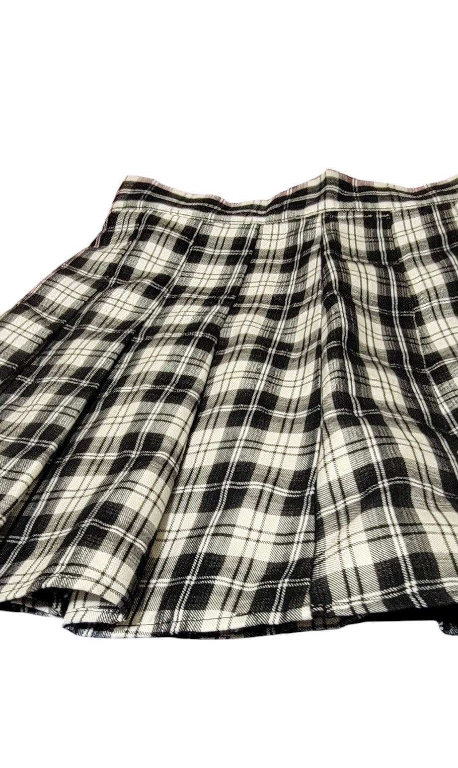 Falda Tableada Tartan Grunge blanco con Negro escosesa tipo