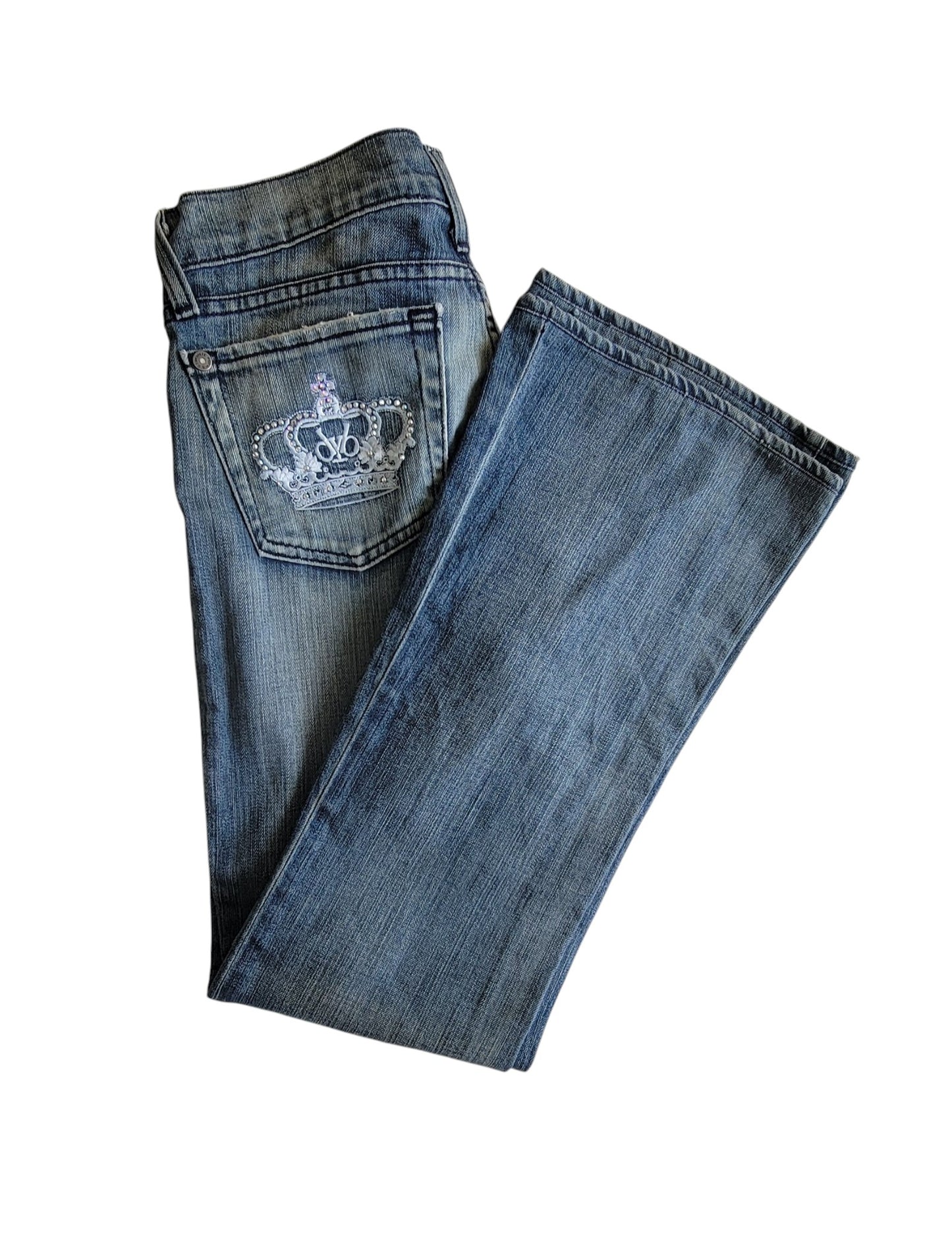 Victoria Beckham Jeans con Pedrería Swarovski Corona Y2K