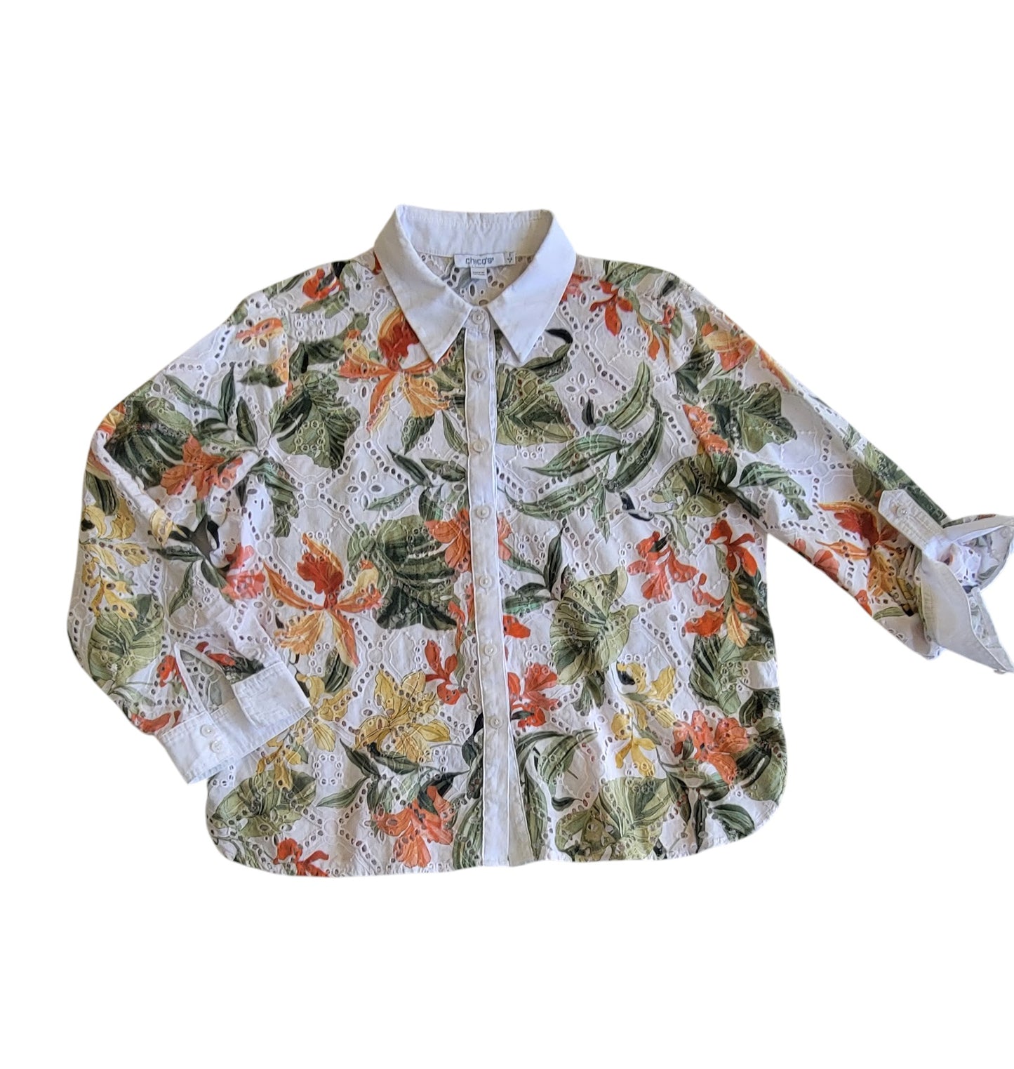 Chico´s Blusa Floral 100% Algodón