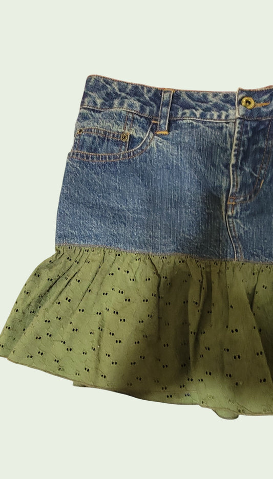 Fairy Core Denim Ruffled Mini Skirt